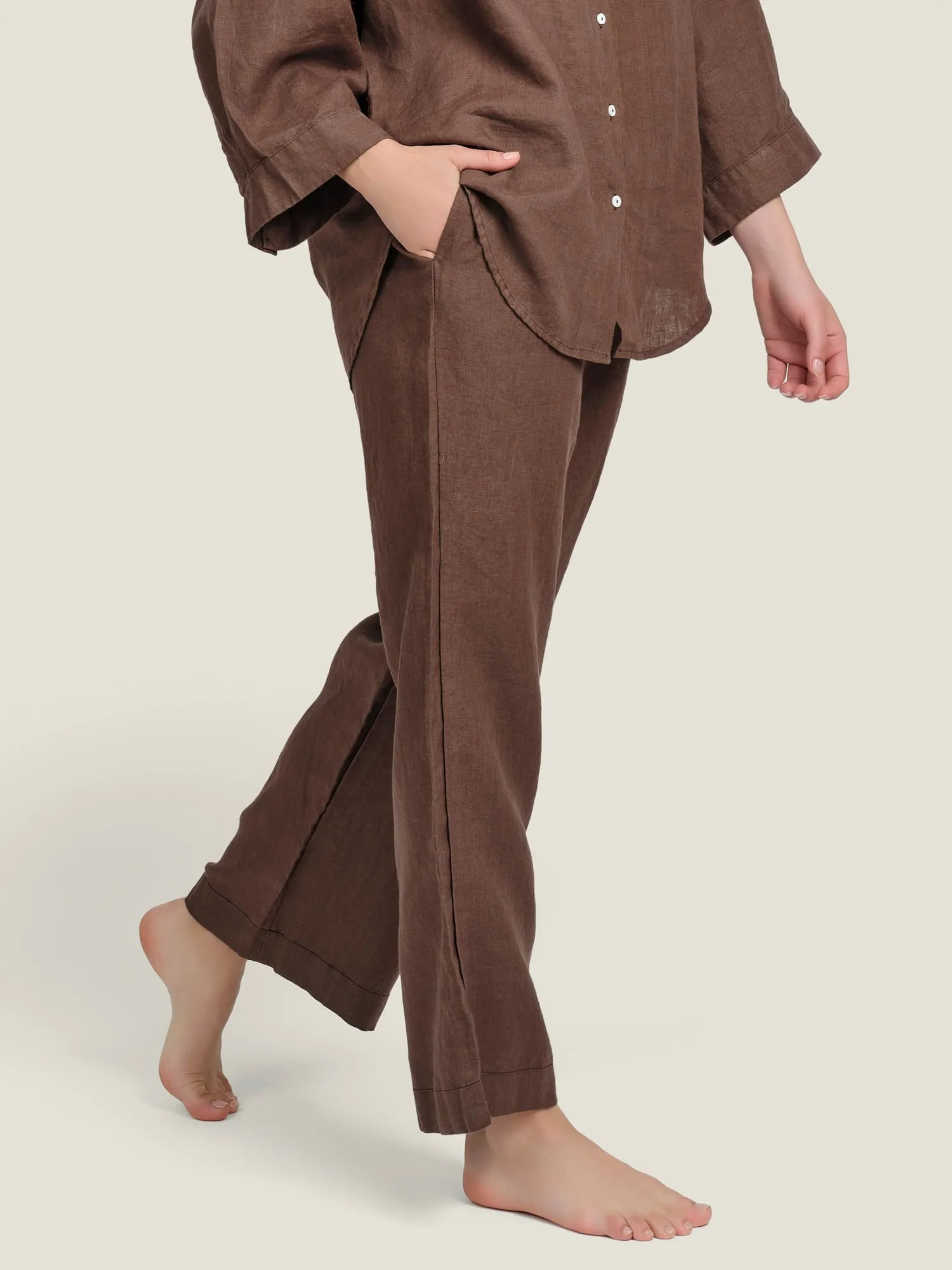 100% Linen pants in Chocolate