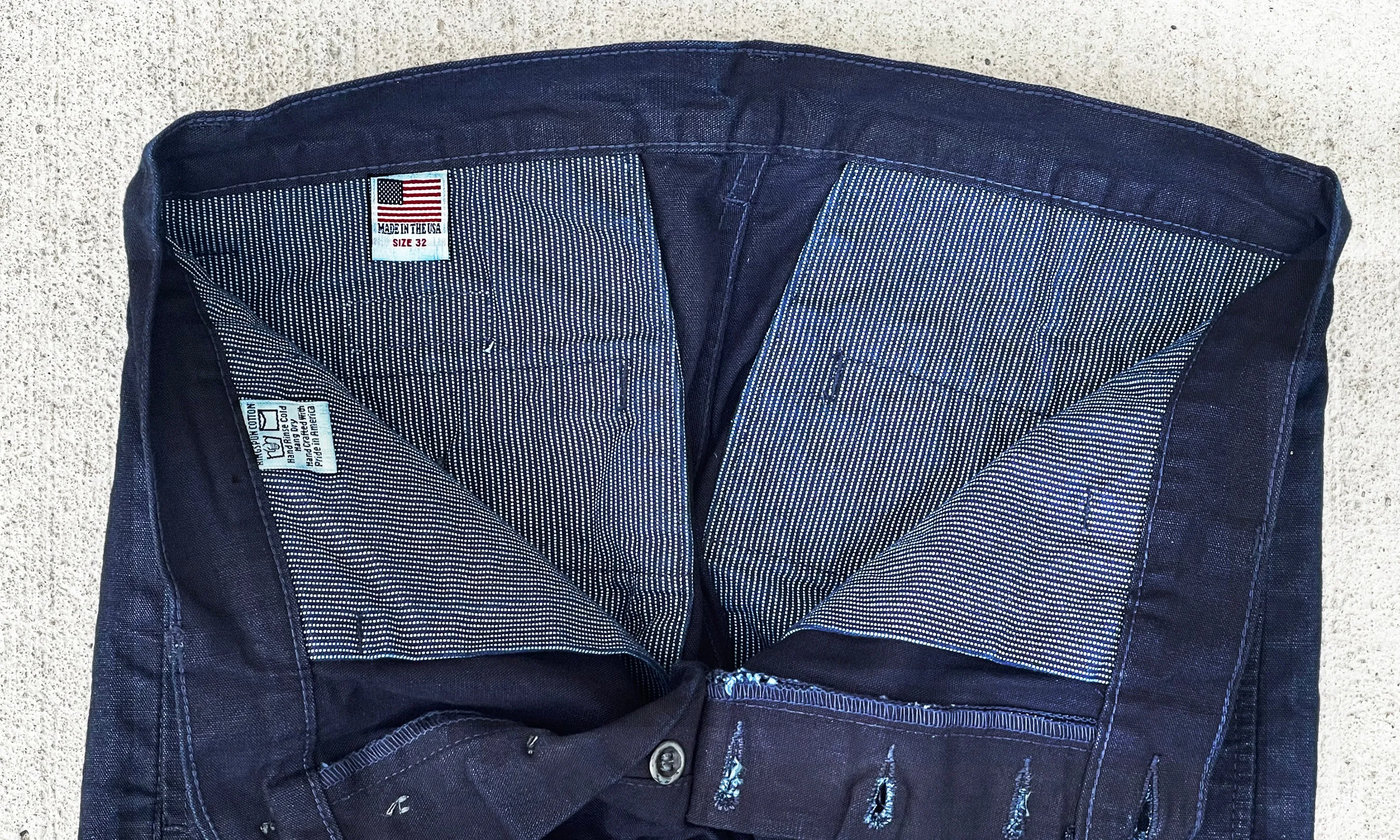 12 oz Nihon Menpu Japanese deep Indigo selvedge duck chinos