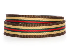 1.5" Green-Red Stripe w/Trim Cloth Strap