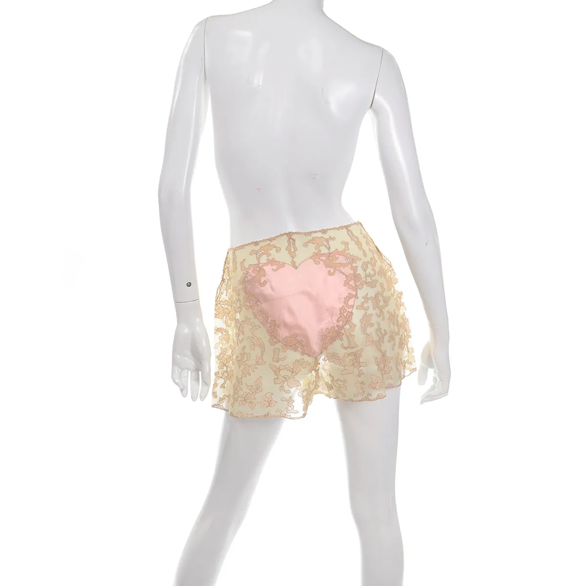 1930s RARE Pink Silk Heart and Lace Vintage Tap Pants