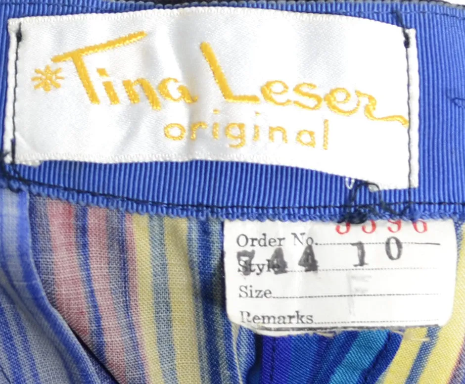 1950s Deadstock Tina Leser Striped Silk Vintage Pants Velvet Trim with Tags