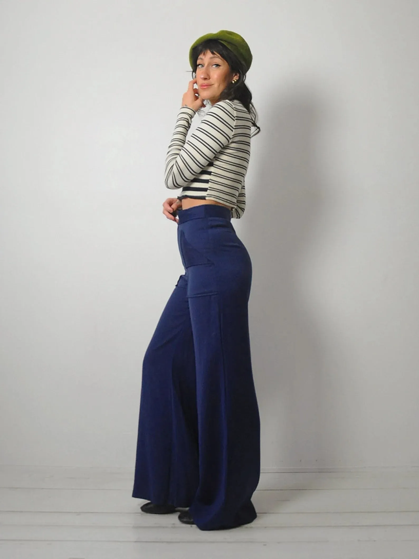 1970's Navy Wide Leg Pants 28x33