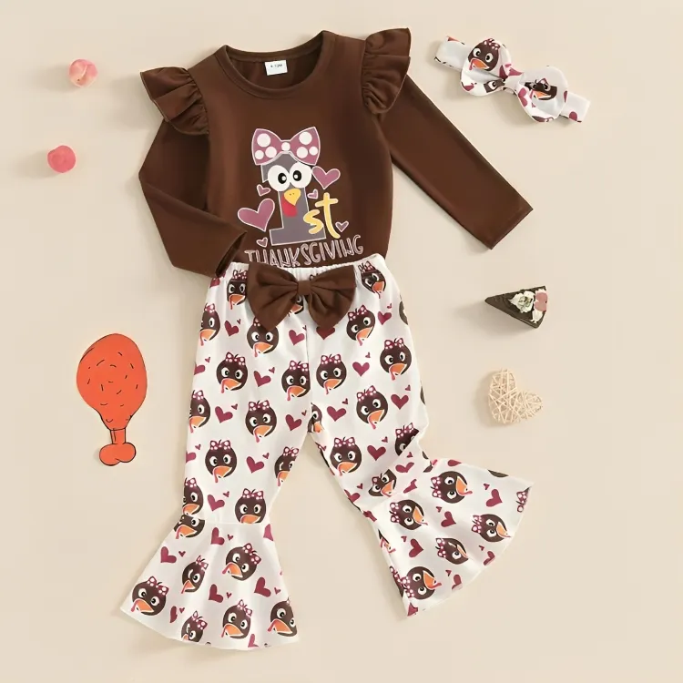 1st Thanksgiving Flared Pants Baby Set