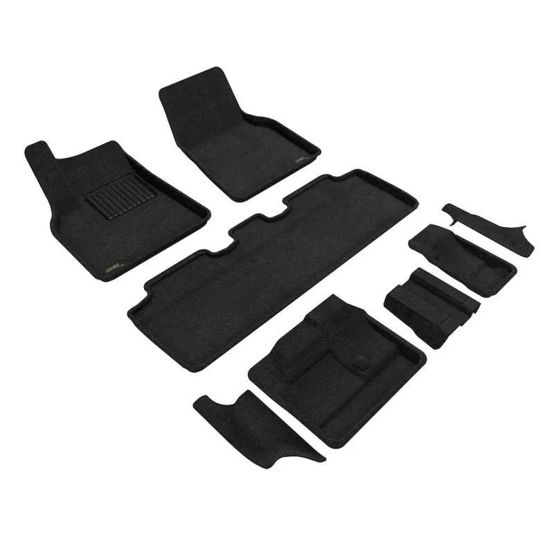 3D Maxpider 21-23 Tesla Model Y 7-Seat Elegant Floor Mat- Black 1St Row 2Nd Row 3Rd Row