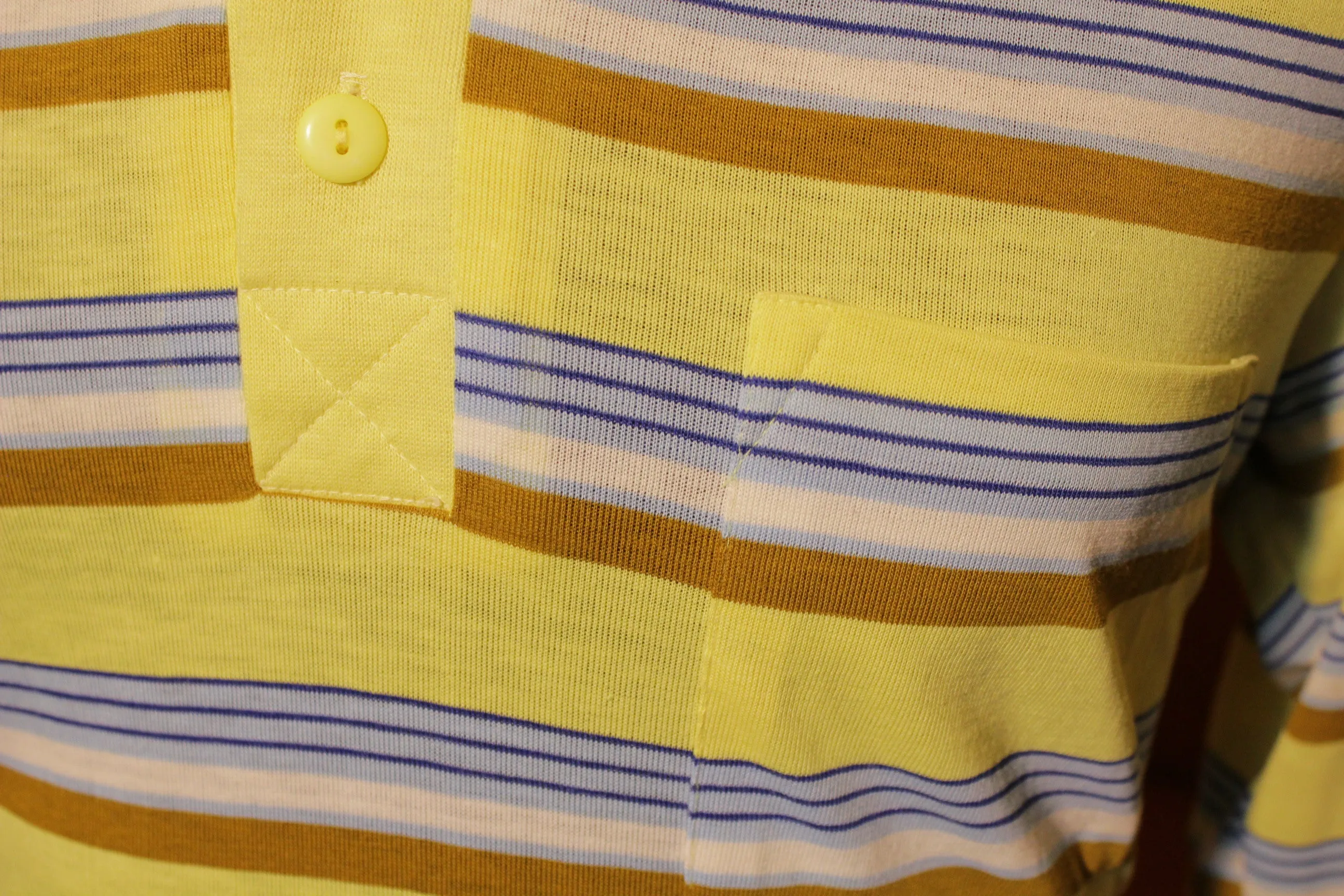 70's Striped Long Sleeve Polo Shirt. California JC Penneys Groovy Brady Bunch