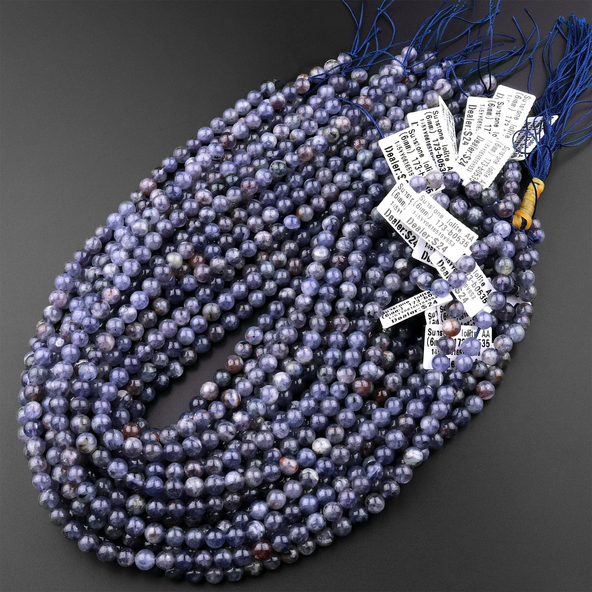 AA Natural Sunstone Iolite 6mm 8mm Round Beads 15.5" Strand