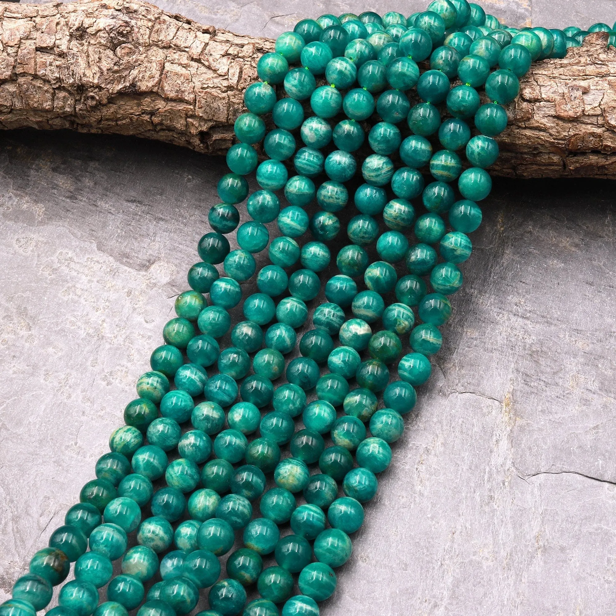 AAA Gemmy Natural Russian Amazonite 6mm 8mm 10mm Round Beads 15.5" Strand