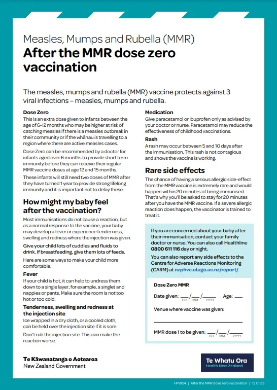 After the MMR dose zero vaccination - HP8229