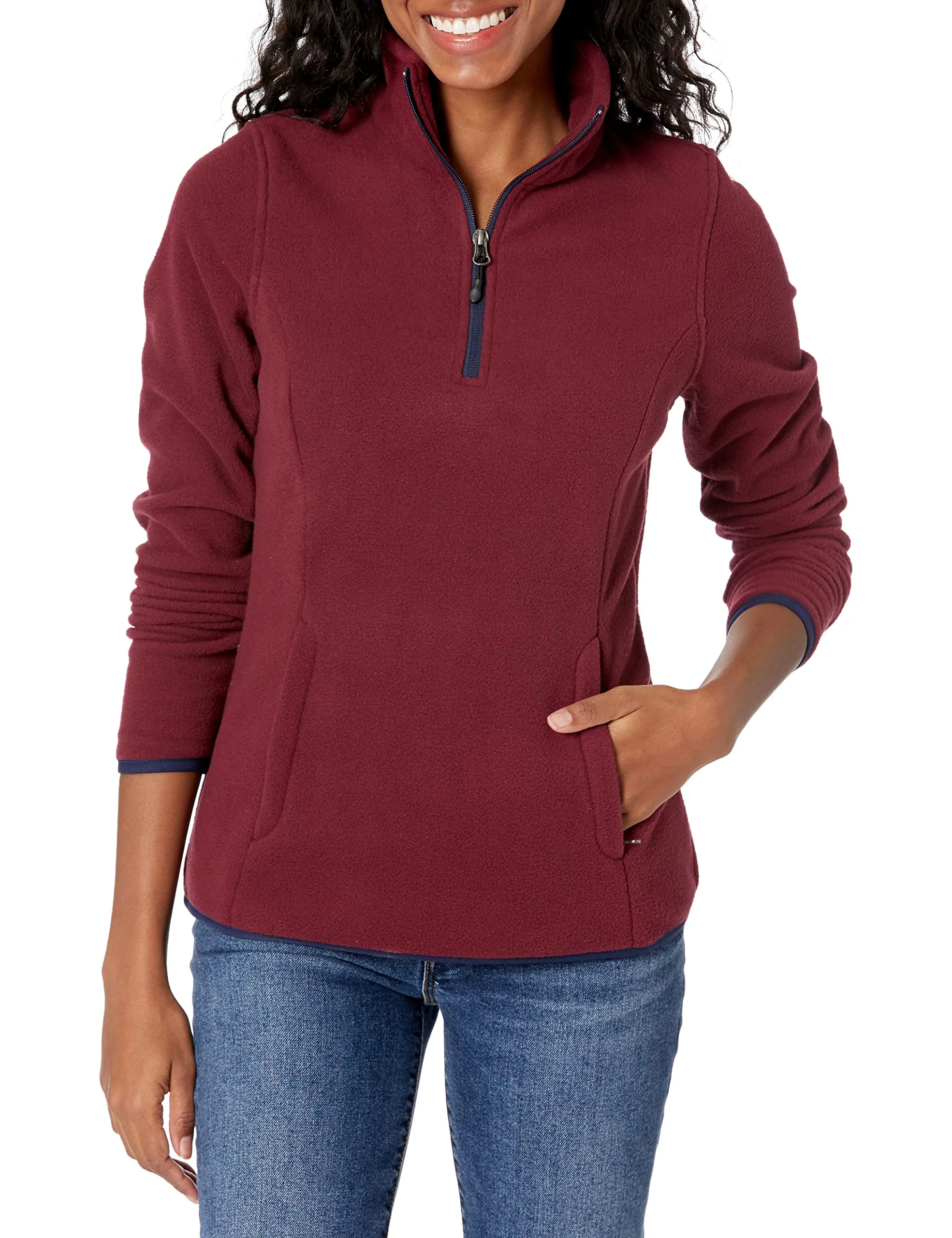 Amazon Essentials Women's Classic-Fit Long-Sleeve Quarter-Zip Polar Fleece Pullover Jacket -