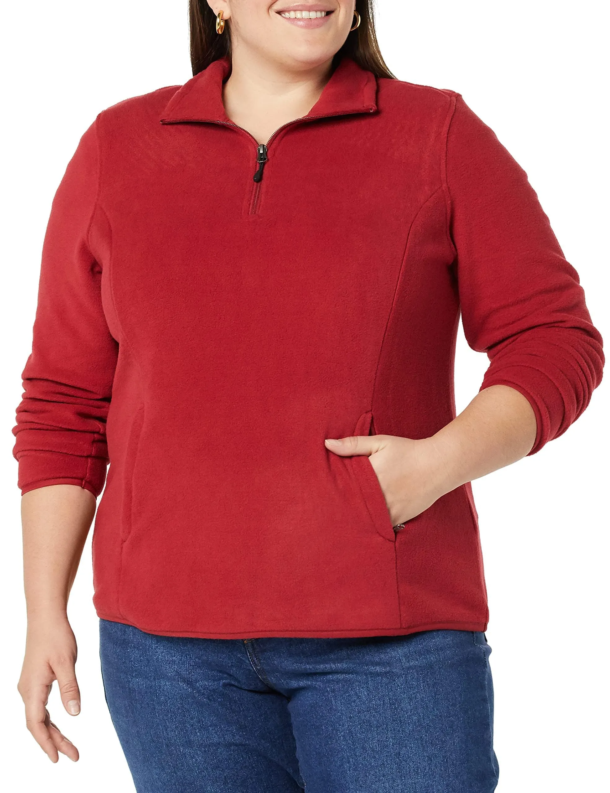 Amazon Essentials Women's Classic-Fit Long-Sleeve Quarter-Zip Polar Fleece Pullover Jacket -