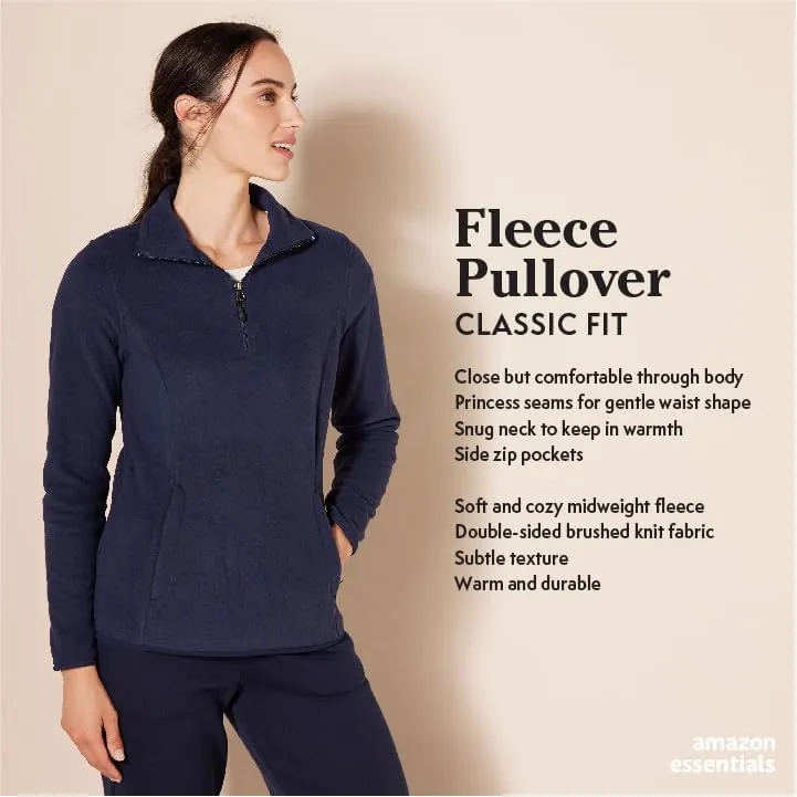 Amazon Essentials Women's Classic-Fit Long-Sleeve Quarter-Zip Polar Fleece Pullover Jacket -