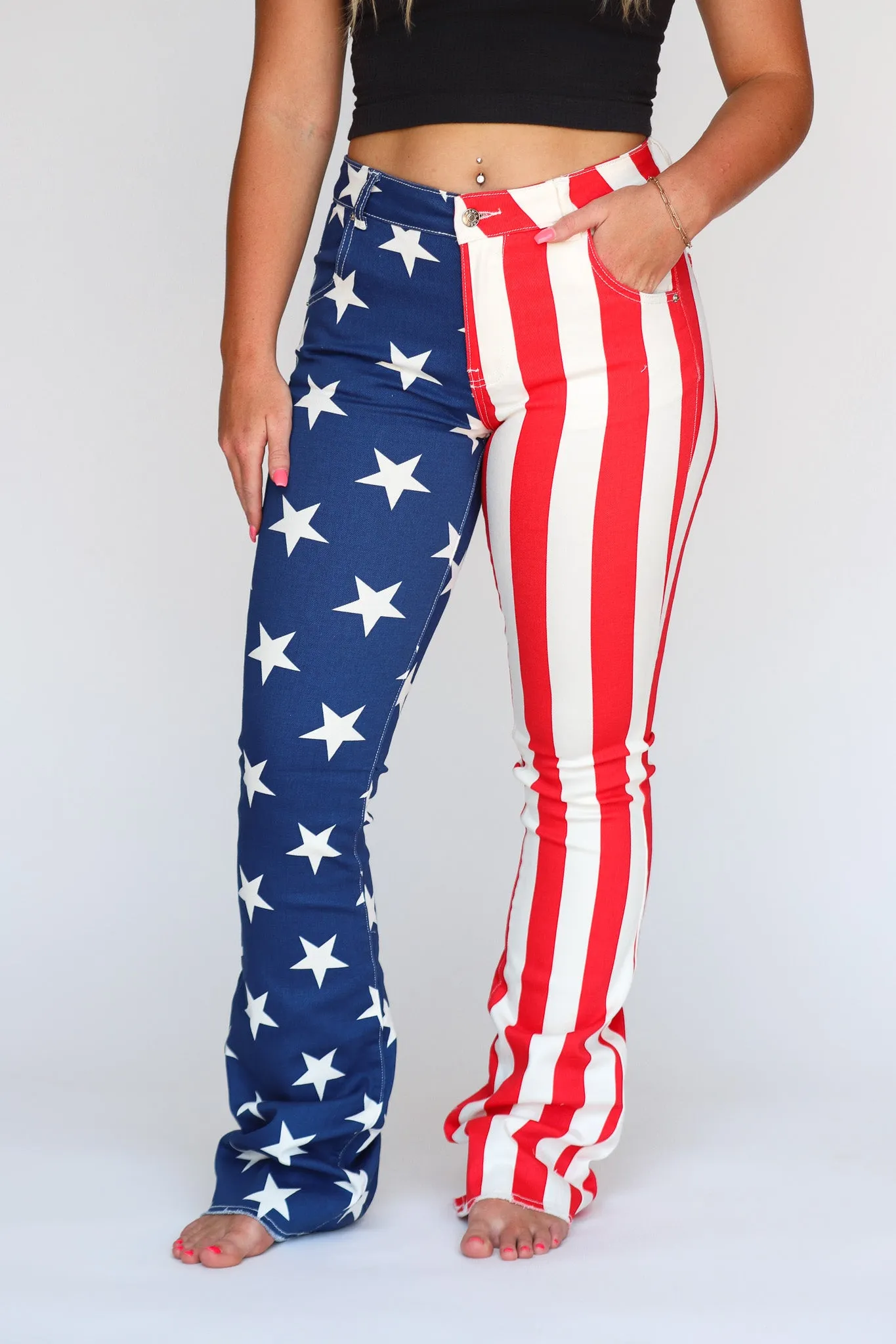 AMERICAN FLAG BOOTCUT JEANS