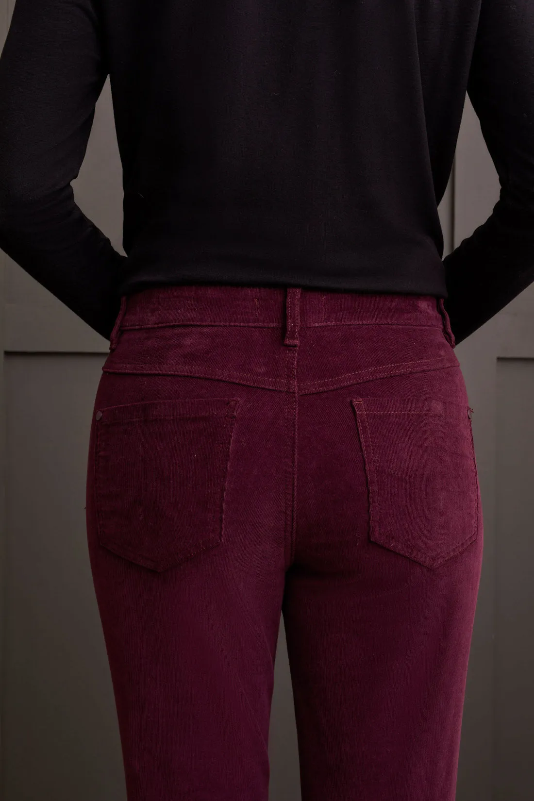 Ankle Pant - Audrey Pull On Micro Cord (Raisin)