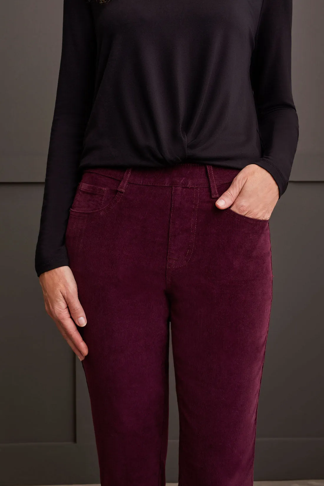 Ankle Pant - Audrey Pull On Micro Cord (Raisin)