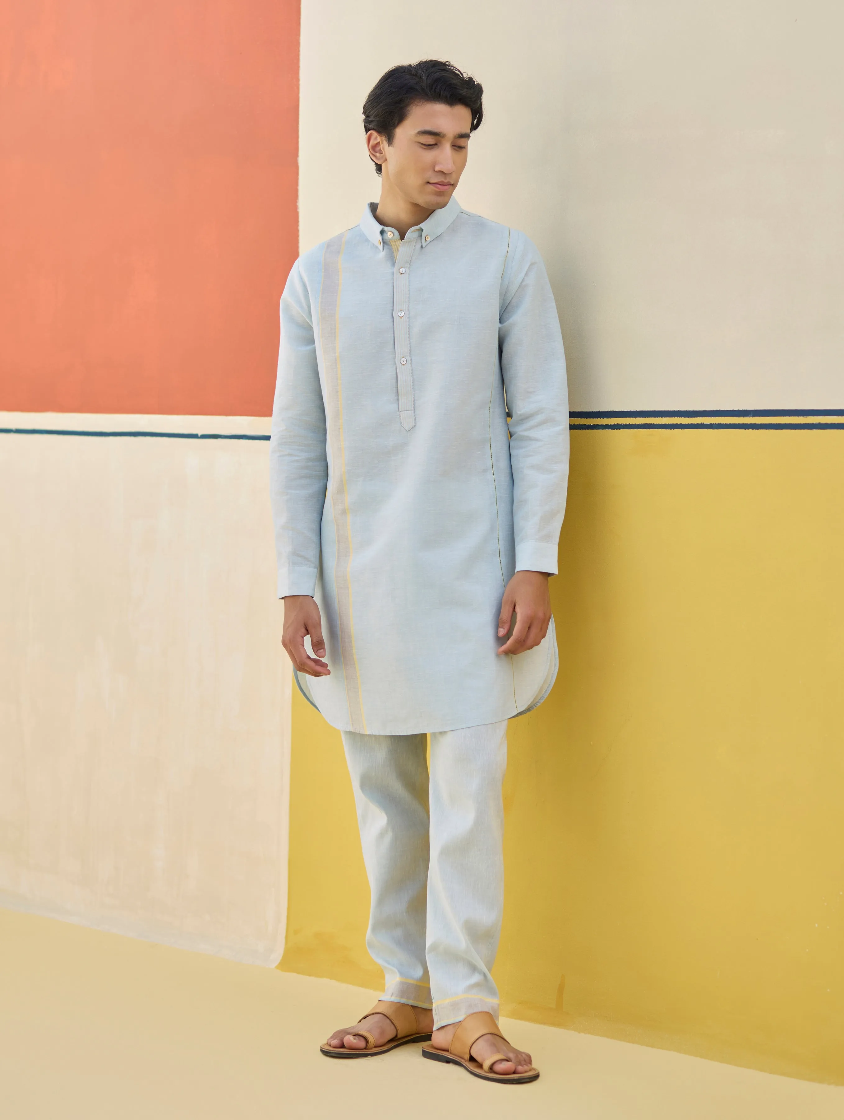 Arin Border Linen Kurta Set
- Sky