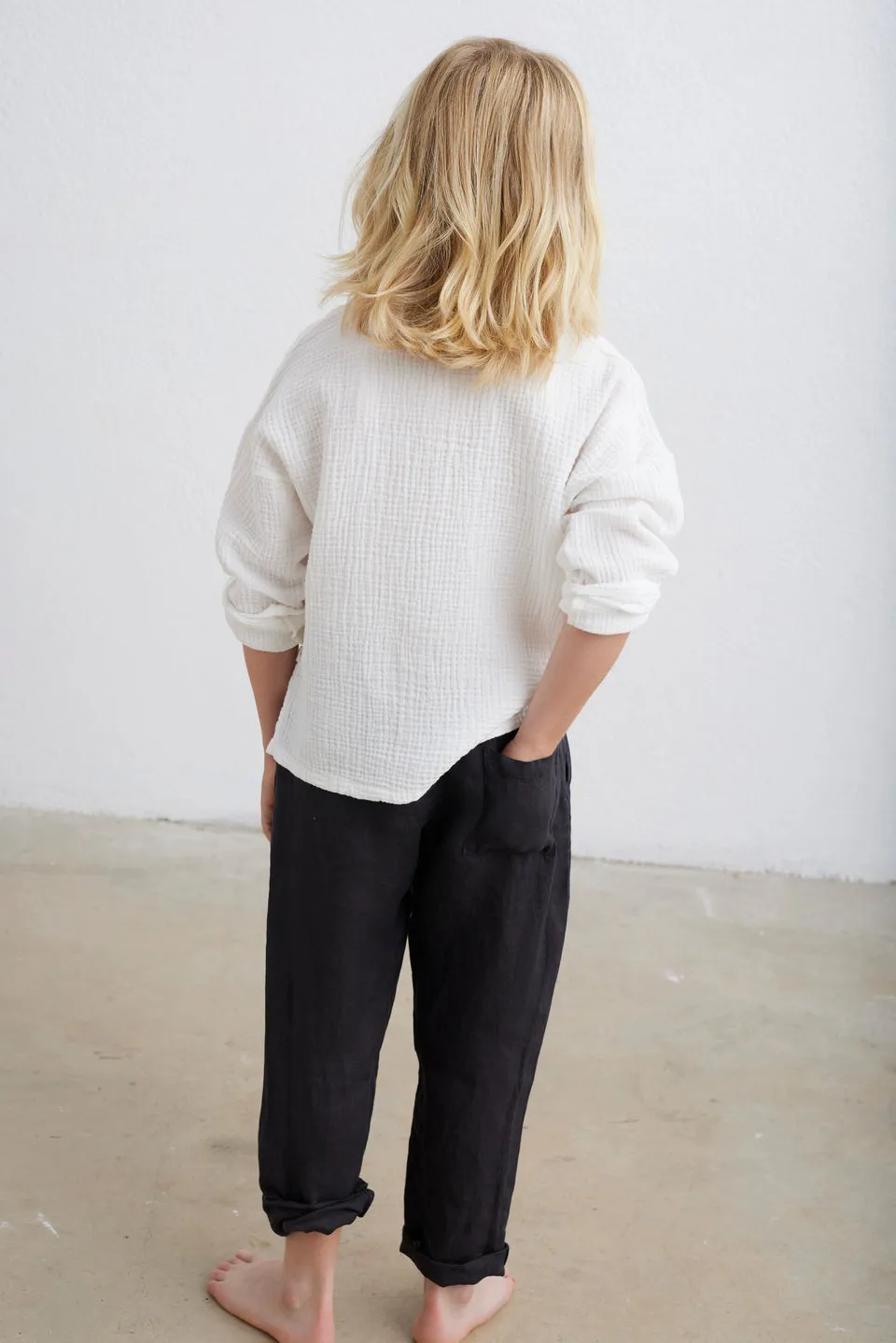 Beige Linen Pants (model shown in Navy)