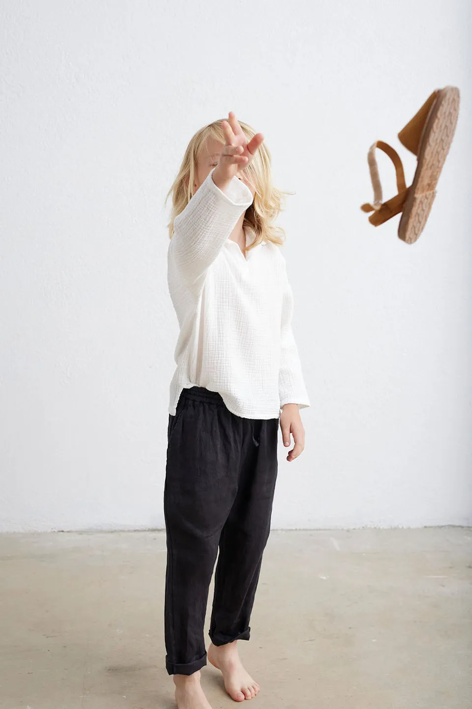 Beige Linen Pants (model shown in Navy)