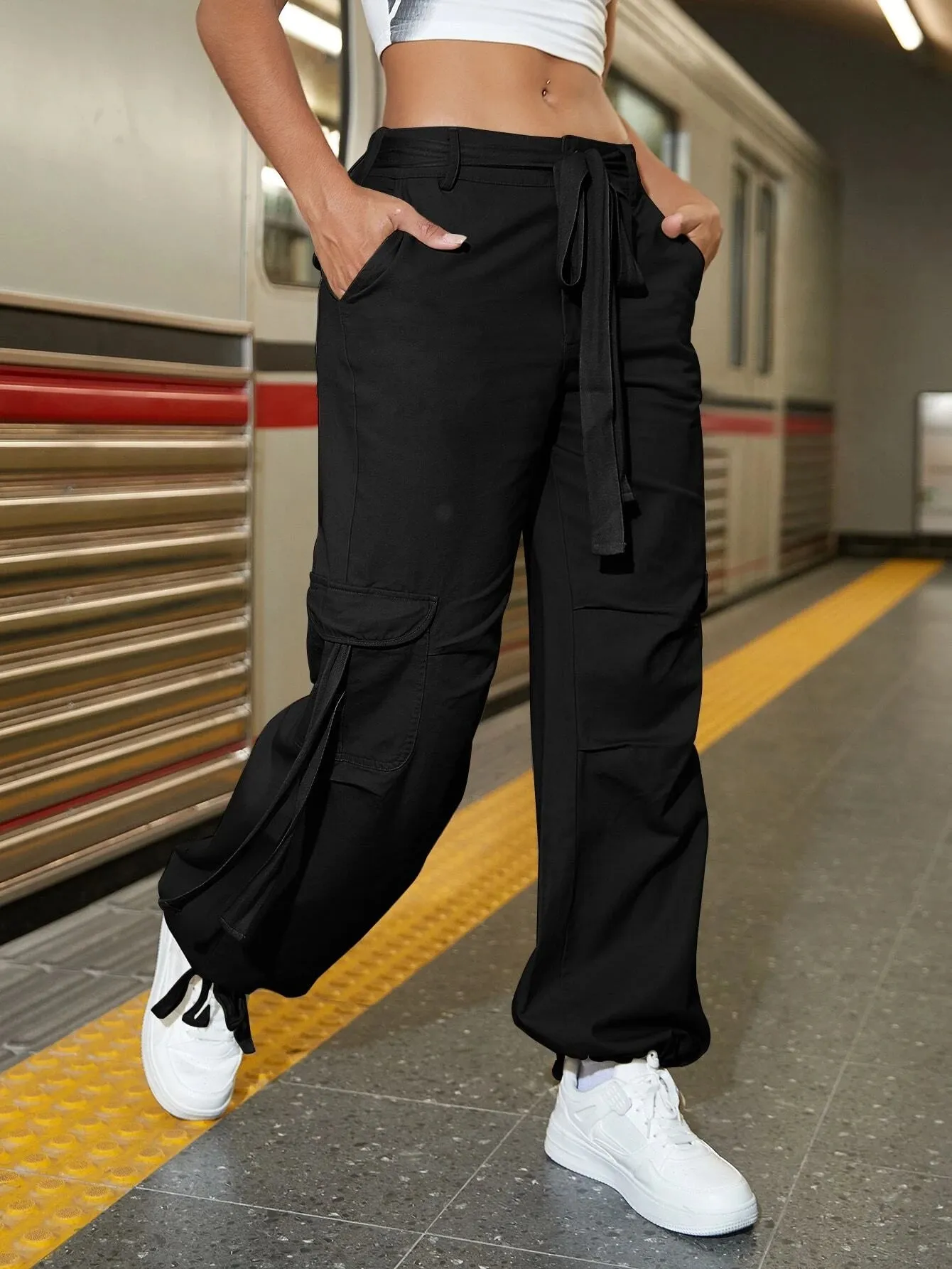 Belted Pocket Cargo Pants