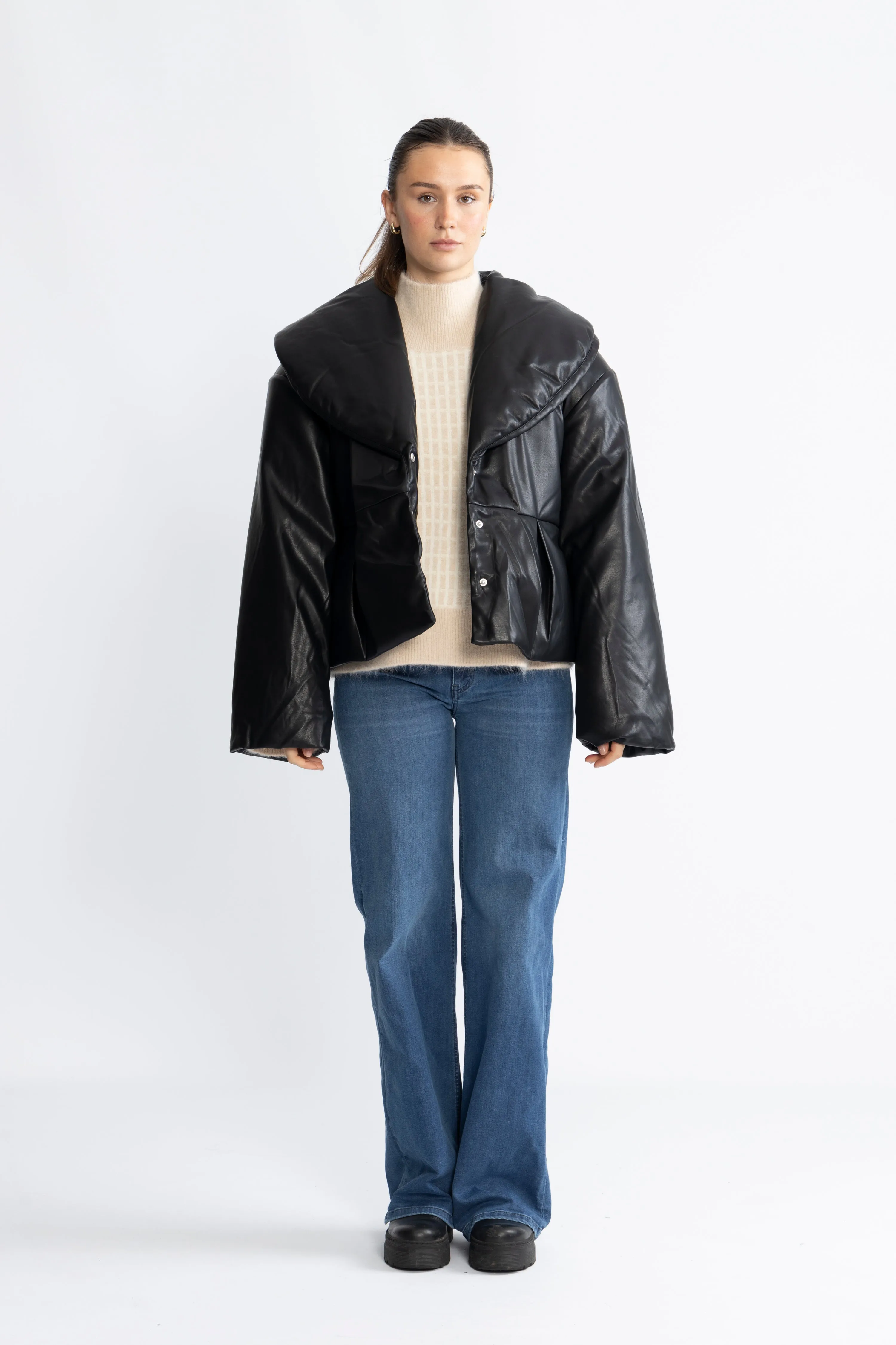 Belted Puffer Jacket - Black