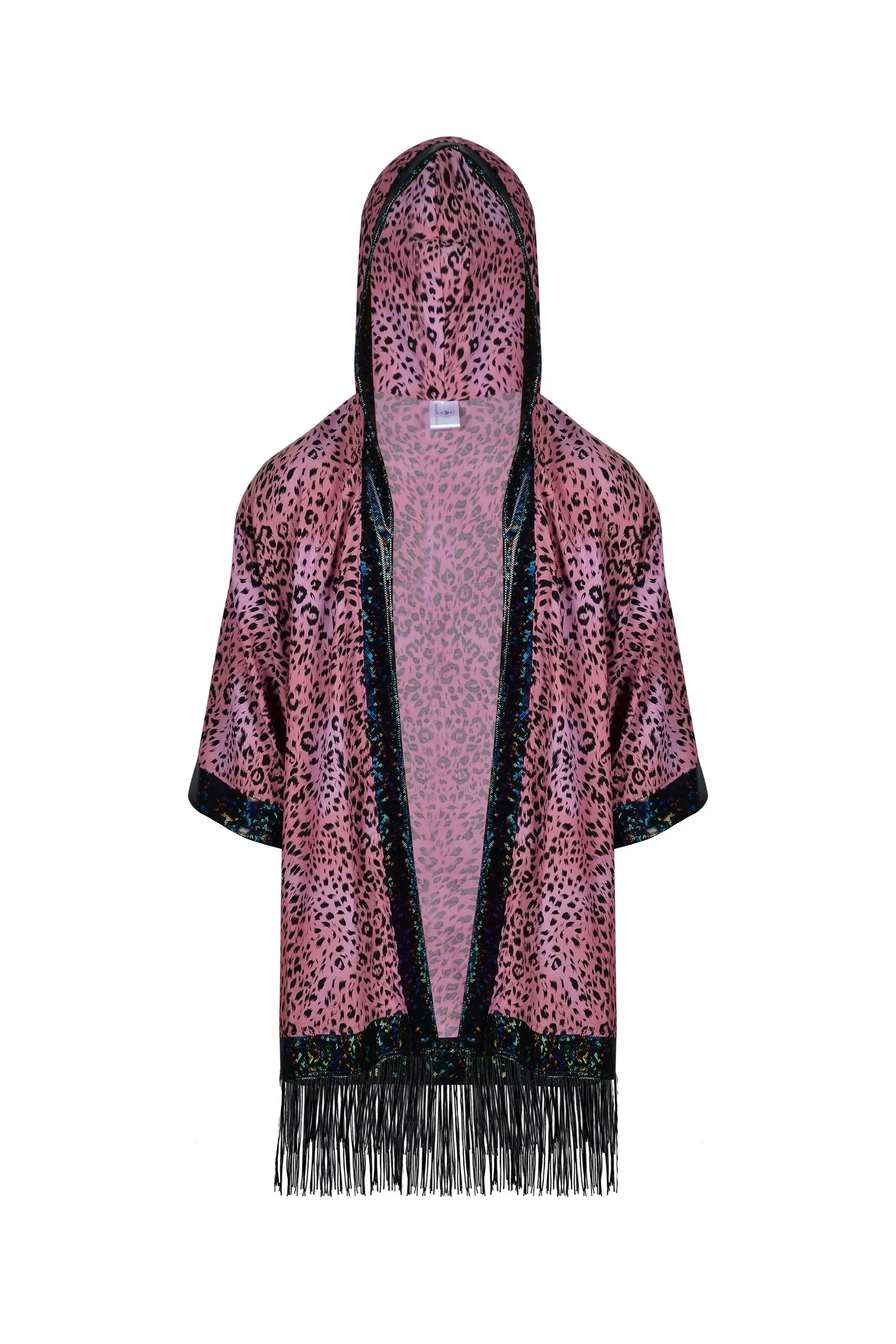 Big Cat Energy Hooded Kimono with Holo & Fringe