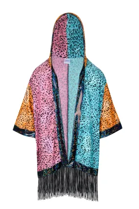 Big Cat Energy Hooded Kimono with Holo & Fringe