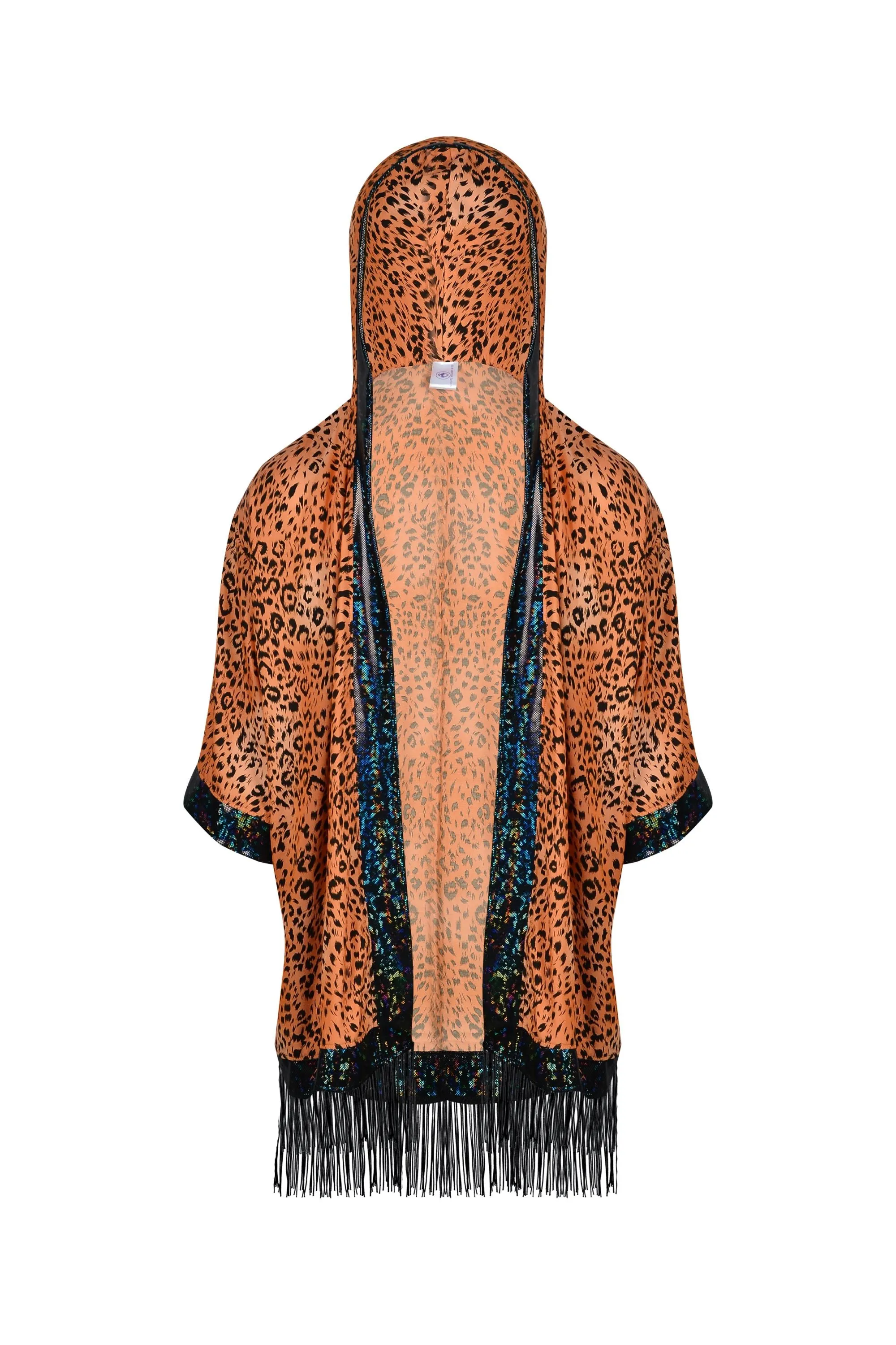 Big Cat Energy Hooded Kimono with Holo & Fringe