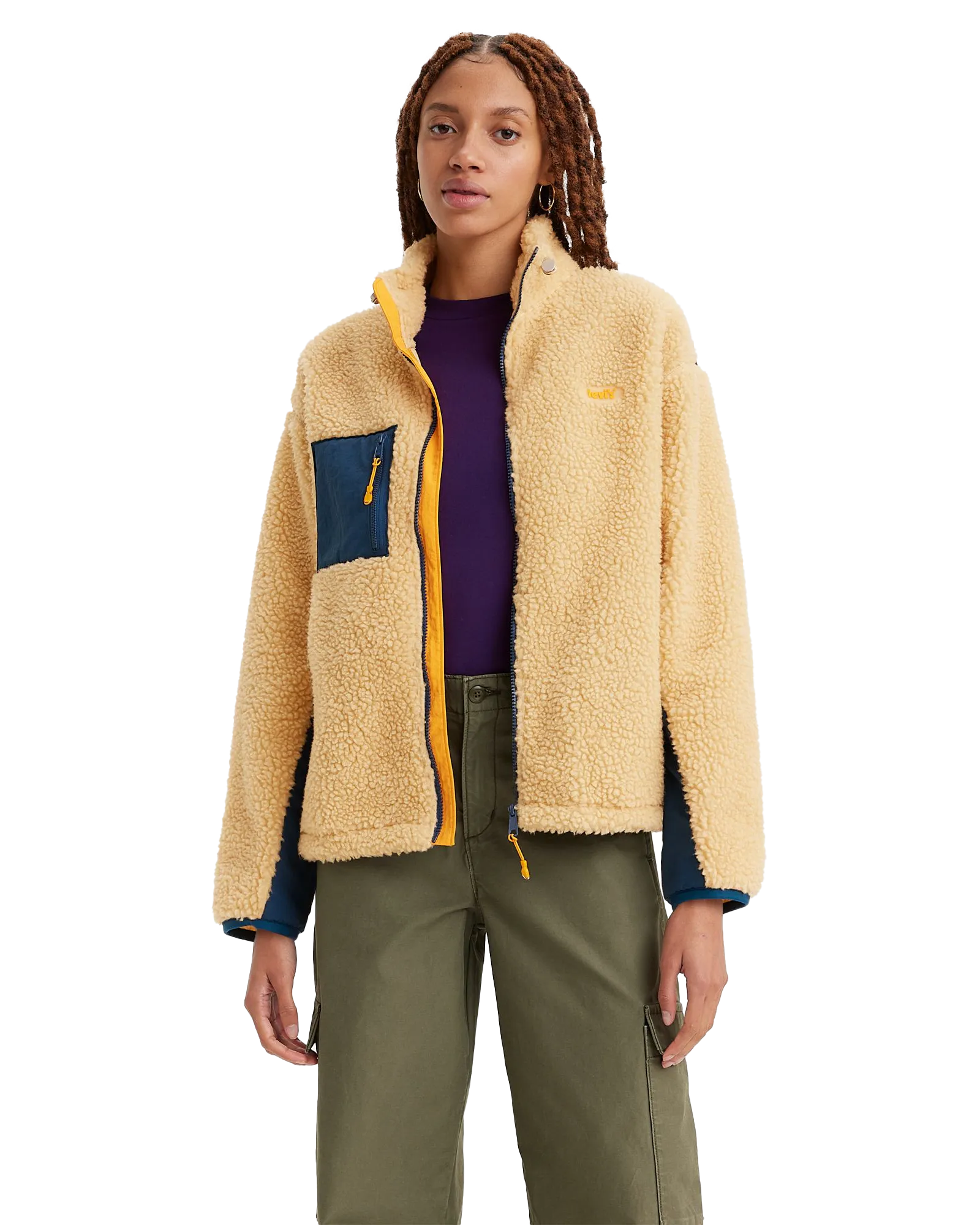 Big Foot Zip Fleece Jacket in Marzipan