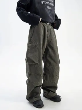 Big Pocket Buttons Baggy Fit Cargo Pants