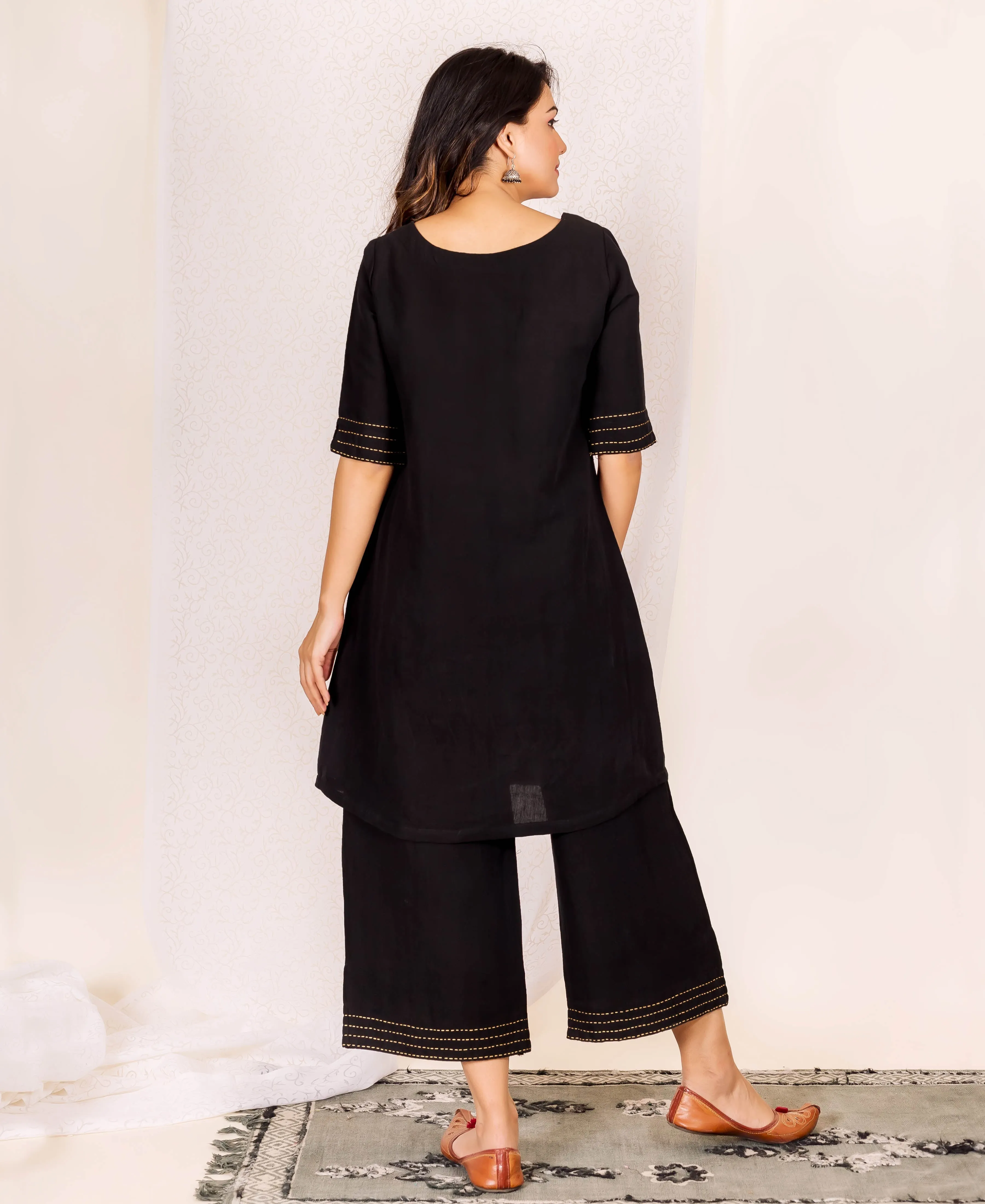 Black Linen Kurta