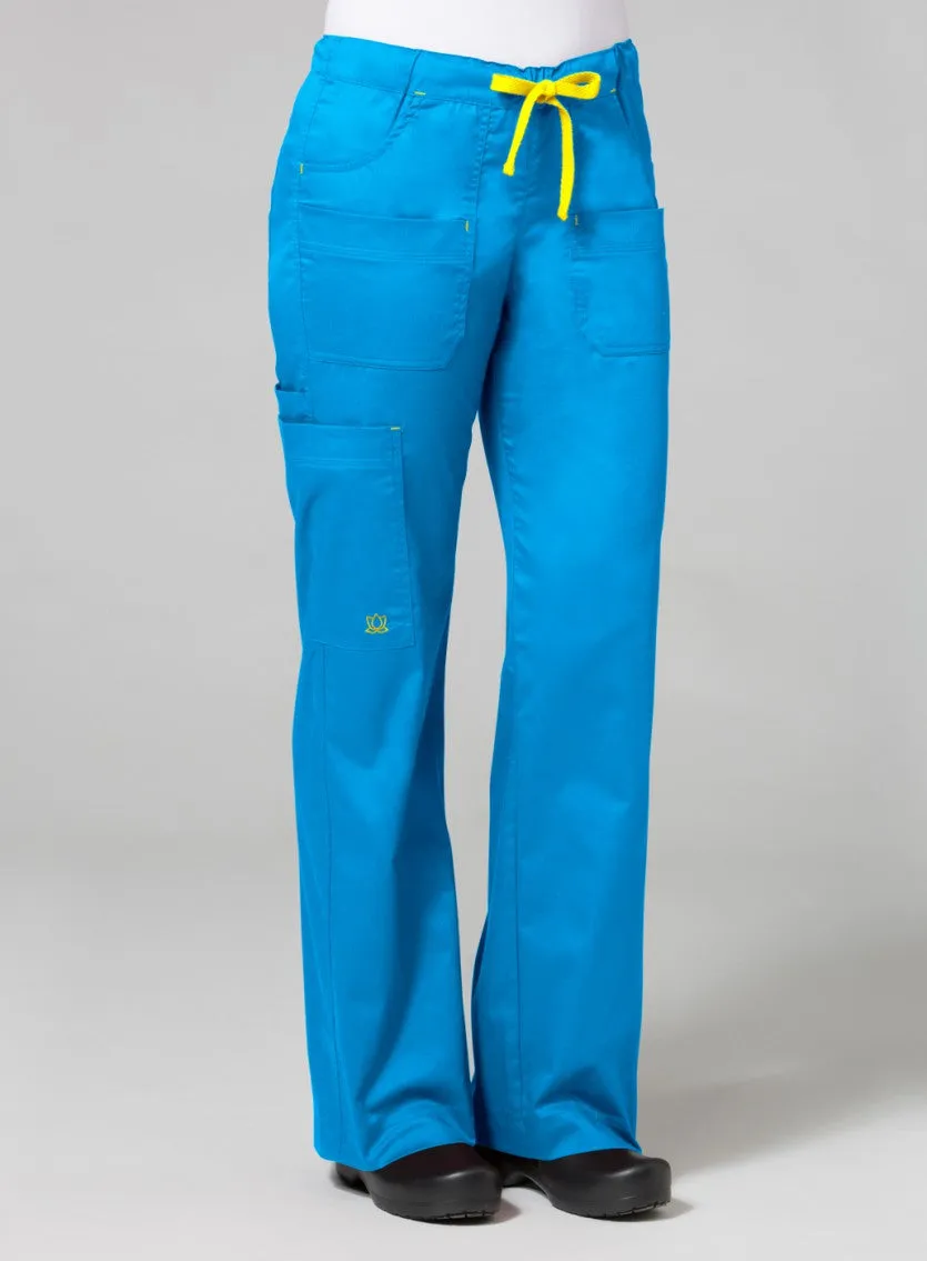 Blossom Utility Cargo Pant XS-5XL by Maevn / Pacific Blue/Yellow Trim