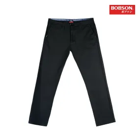 Bobson Japanese Men's Basic Non-Denim Chino Pants Mid Waist 164509 (Black)