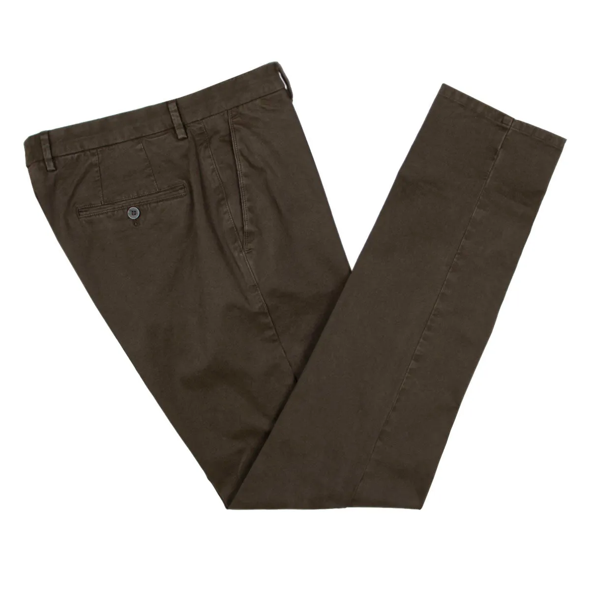 Brown Stretch Cotton Twill Chinos