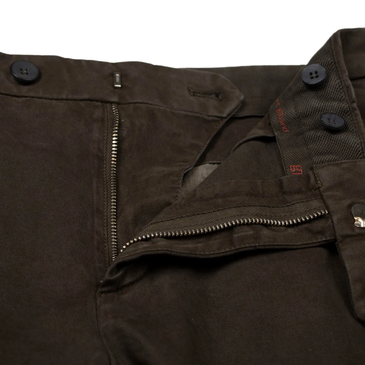 Brown Stretch Cotton Twill Chinos