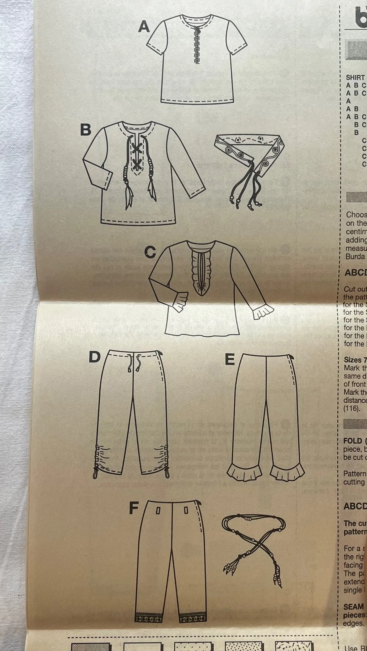 Burda 9947 Sewing Pattern UNCUT Childrens' Blouse & Pants Sizes 6-10