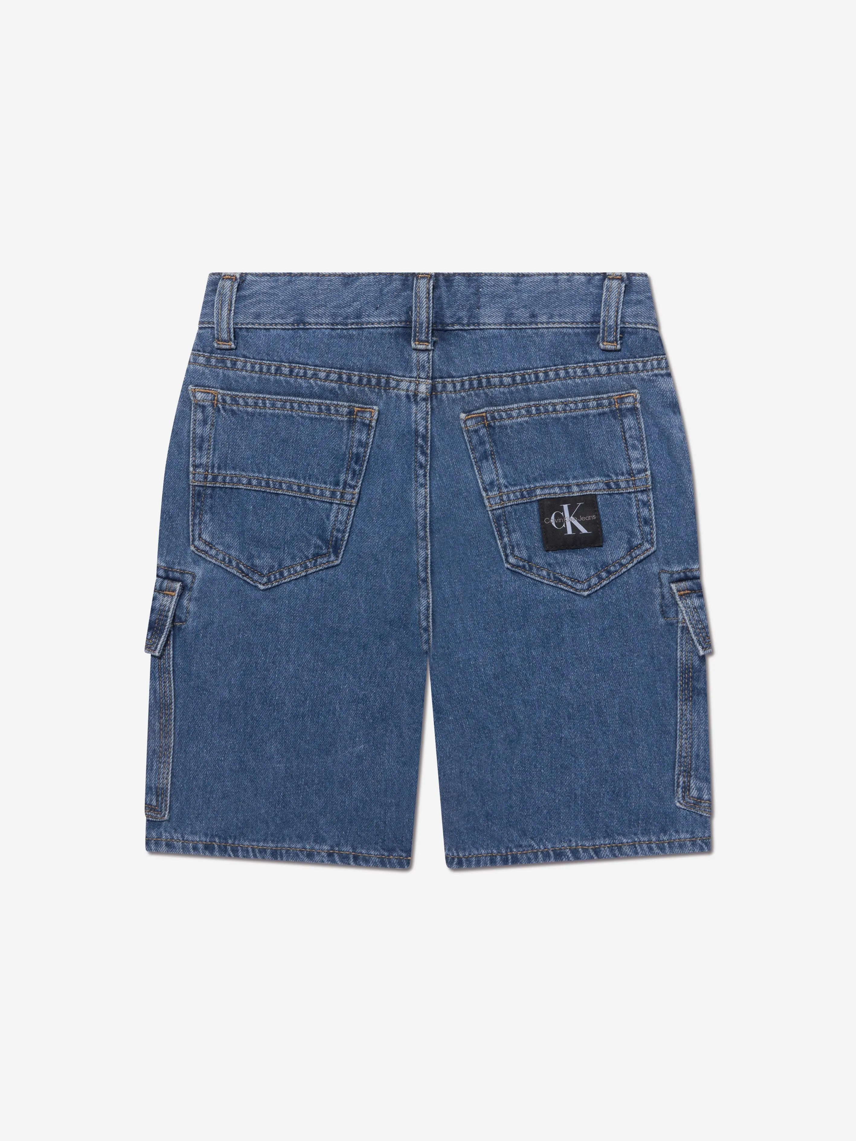 Calvin Klein Boys Denim Cargo Shorts in Blue