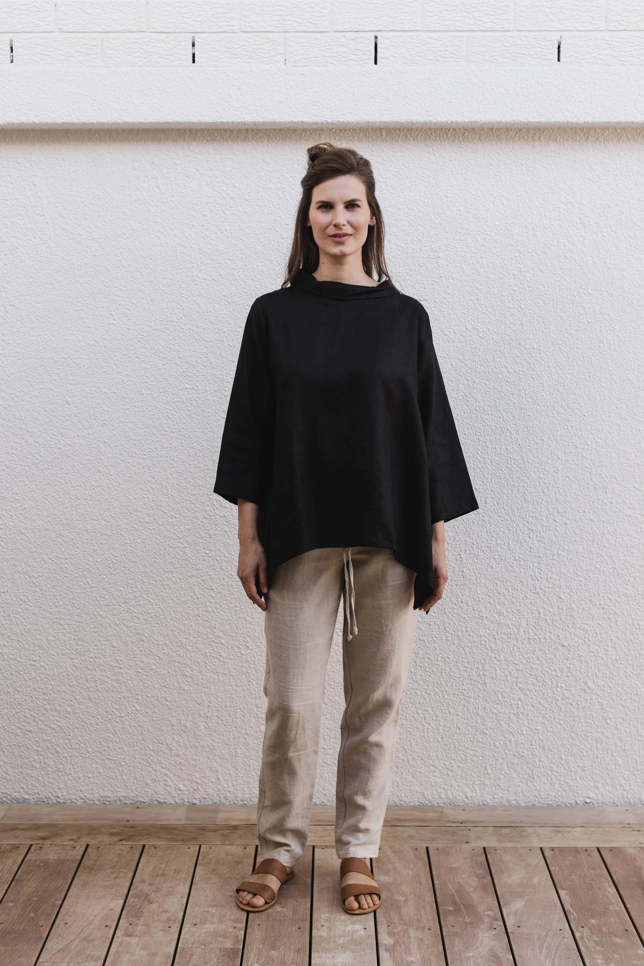 Caro Linen Top Black