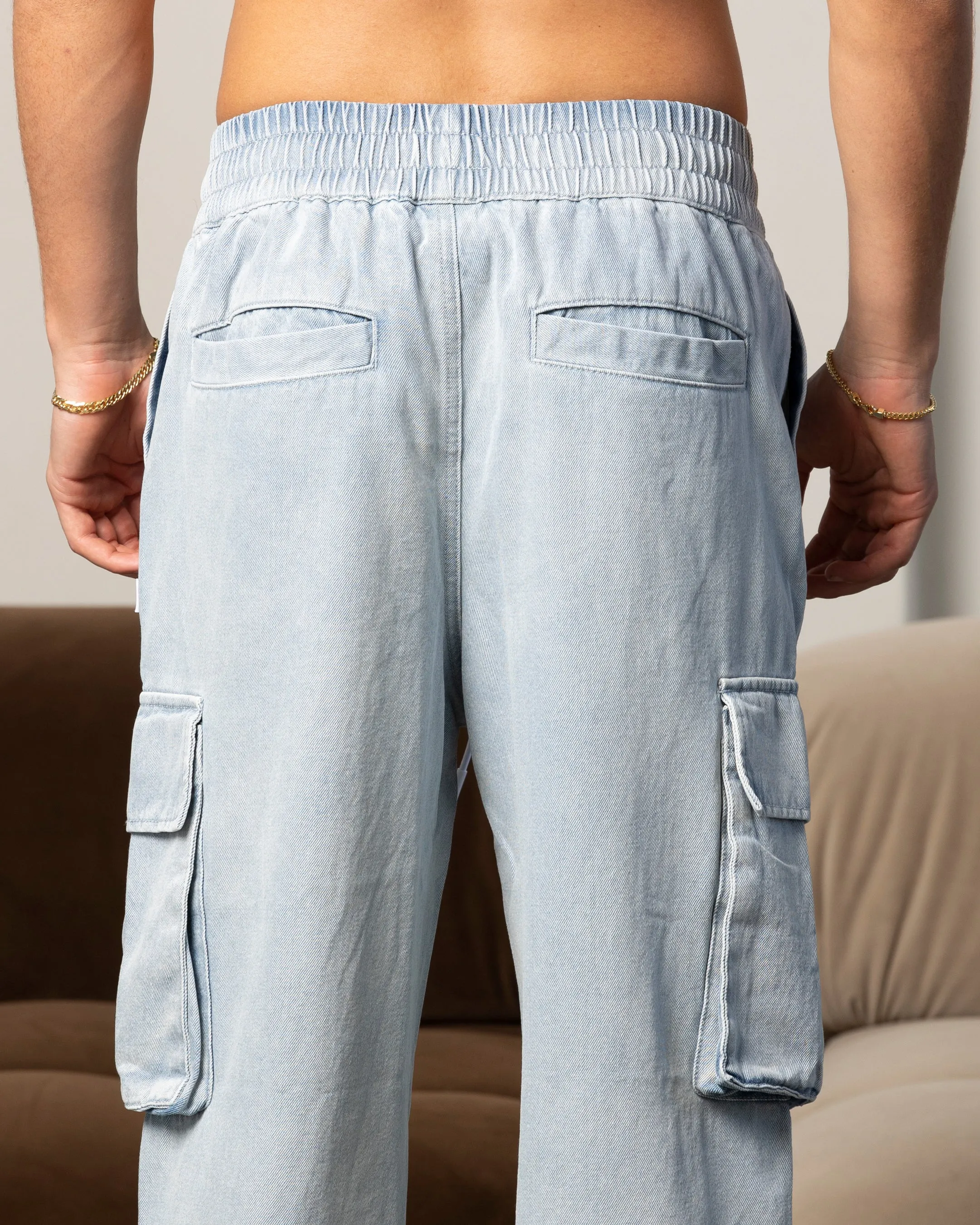 Carre Denim Superior Cargo Joggers Light Blue