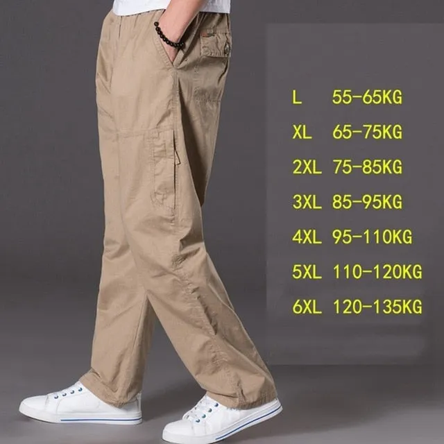 casual pants male big size 6XL Multi Pocket Jeans