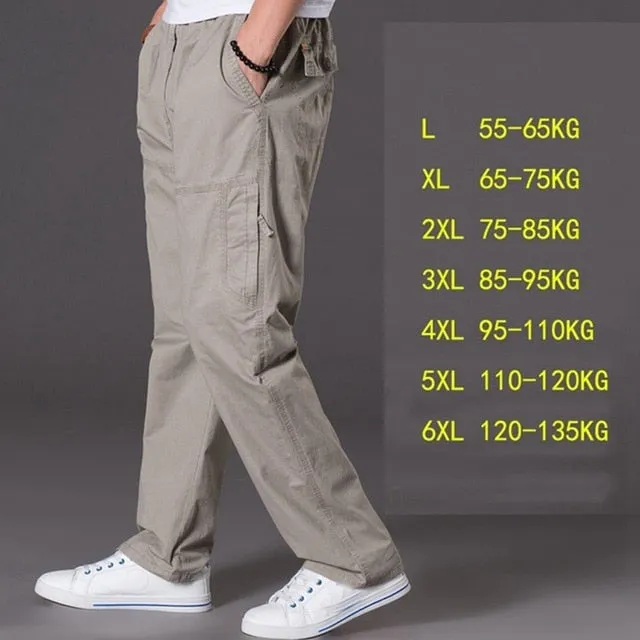 casual pants male big size 6XL Multi Pocket Jeans