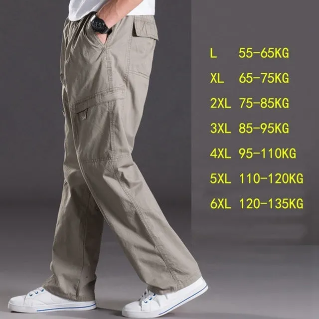 casual pants male big size 6XL Multi Pocket Jeans