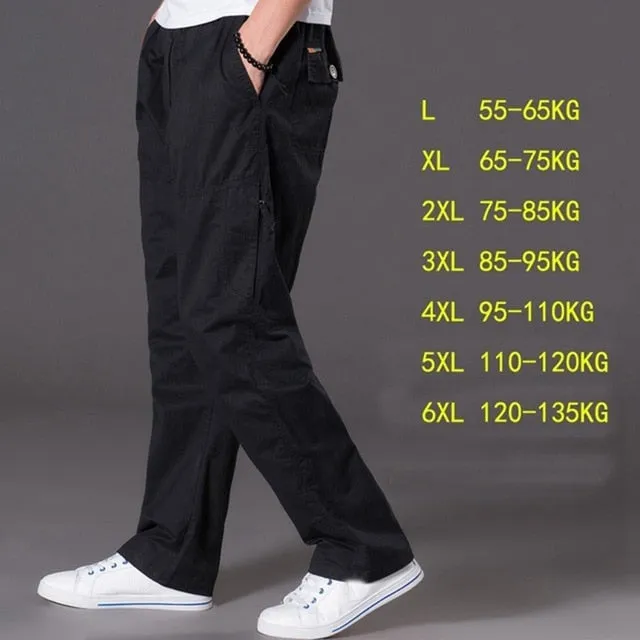 casual pants male big size 6XL Multi Pocket Jeans