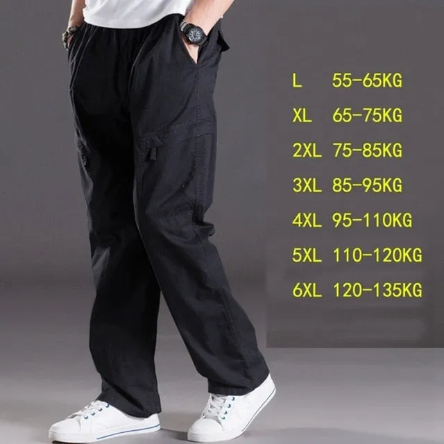 casual pants male big size 6XL Multi Pocket Jeans