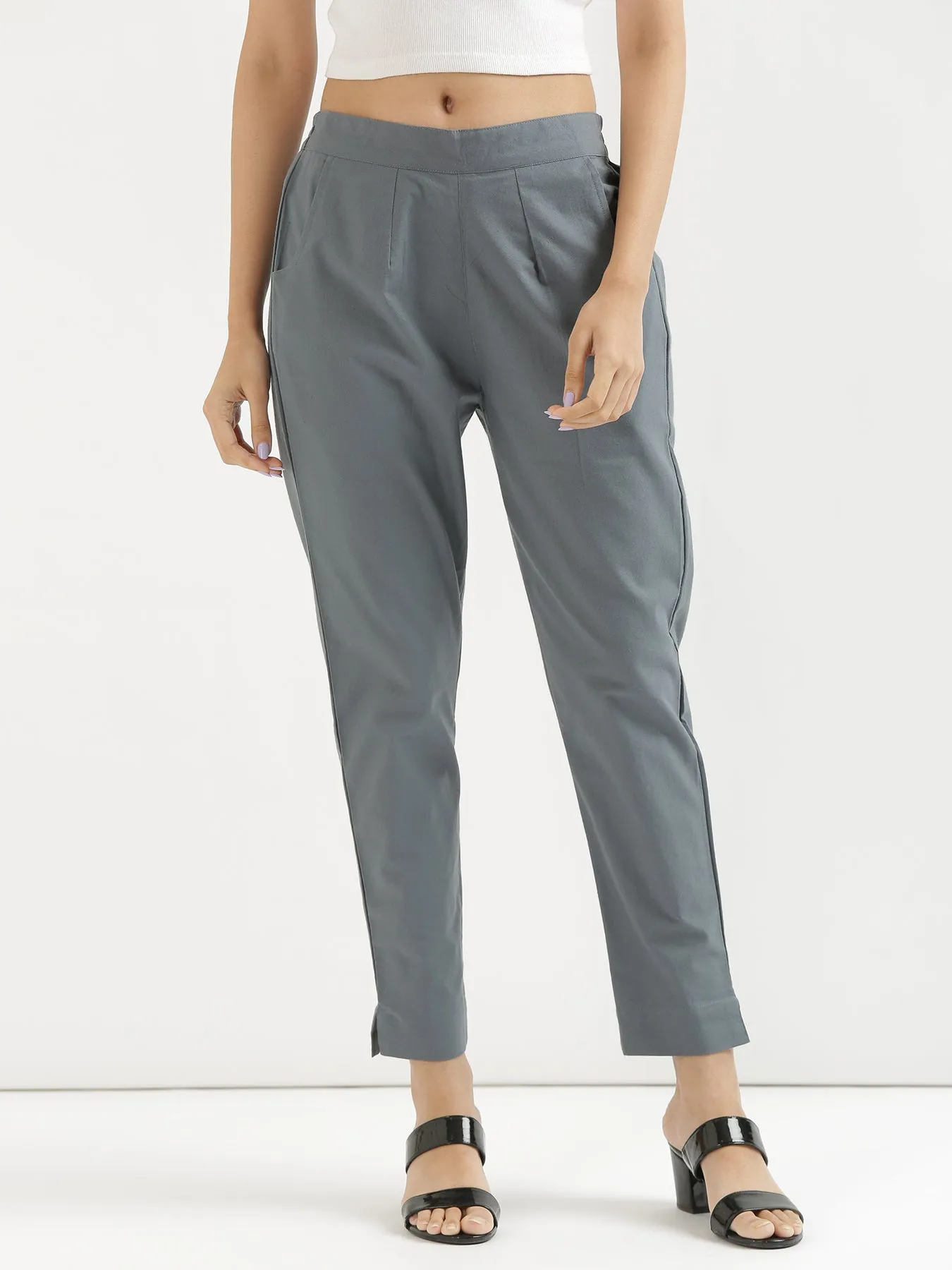 Cement Grey Cotton Pant