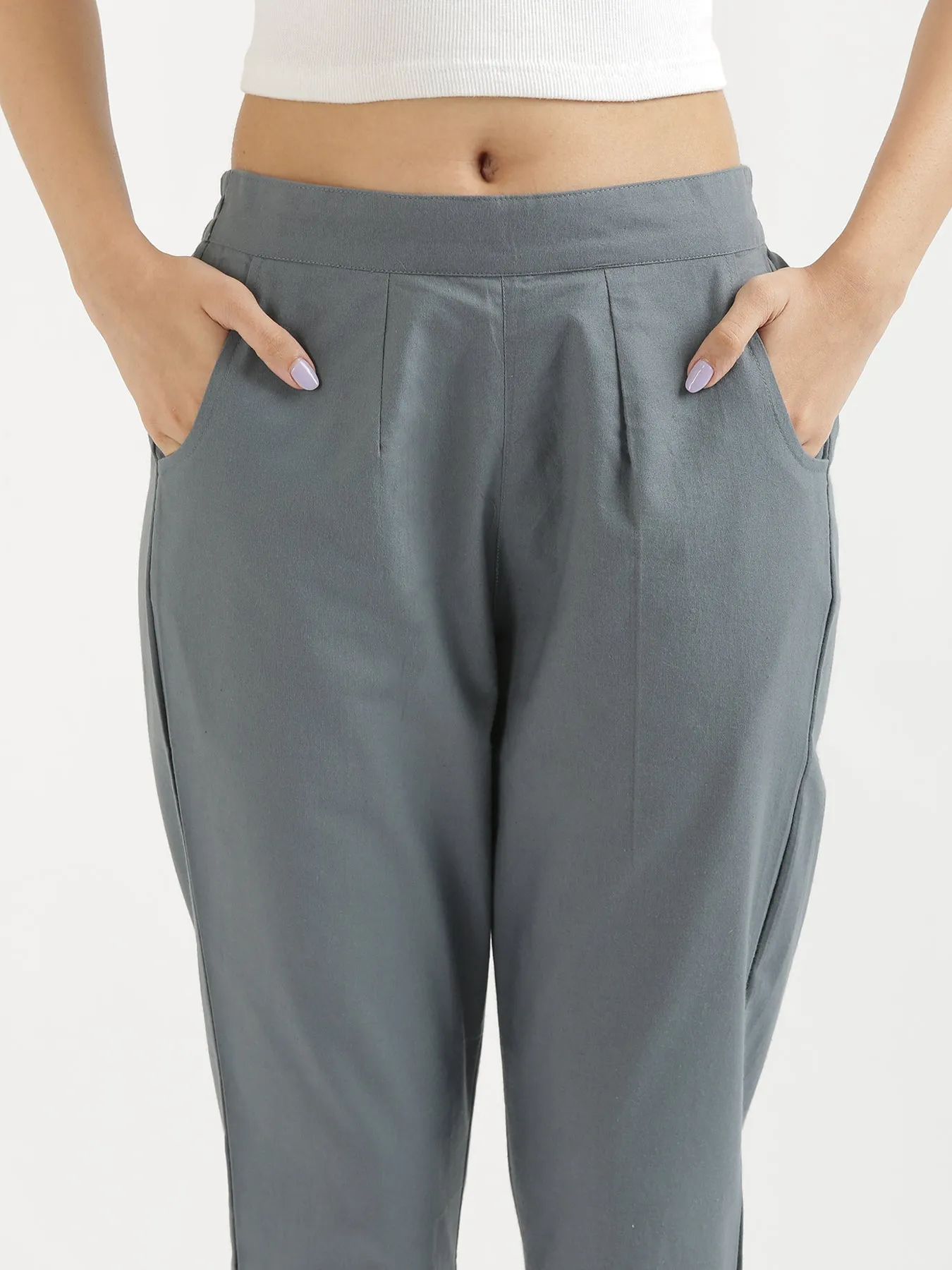 Cement Grey Cotton Pant