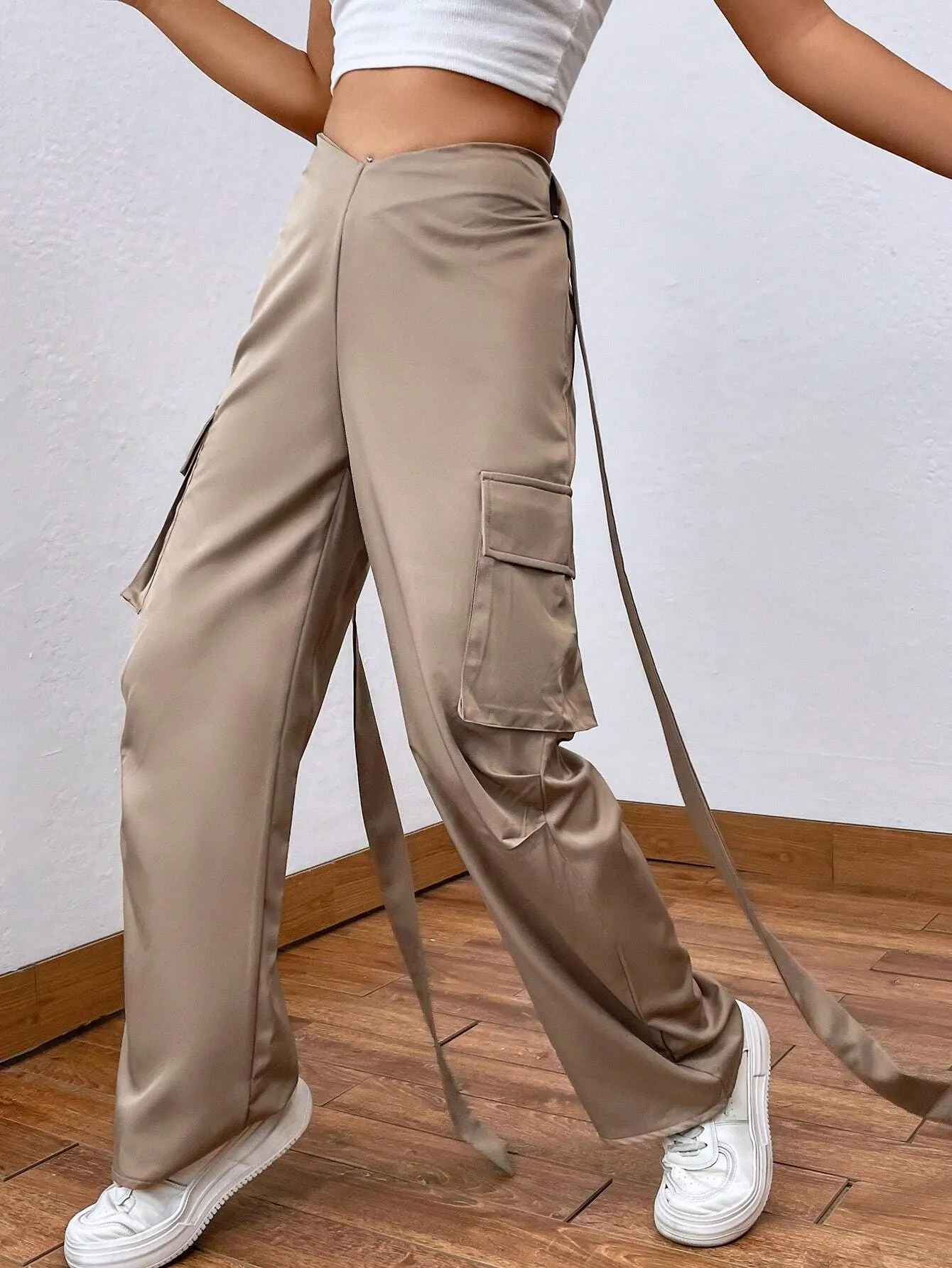 Criss Cross Flap Pocket Side Cargo Pants