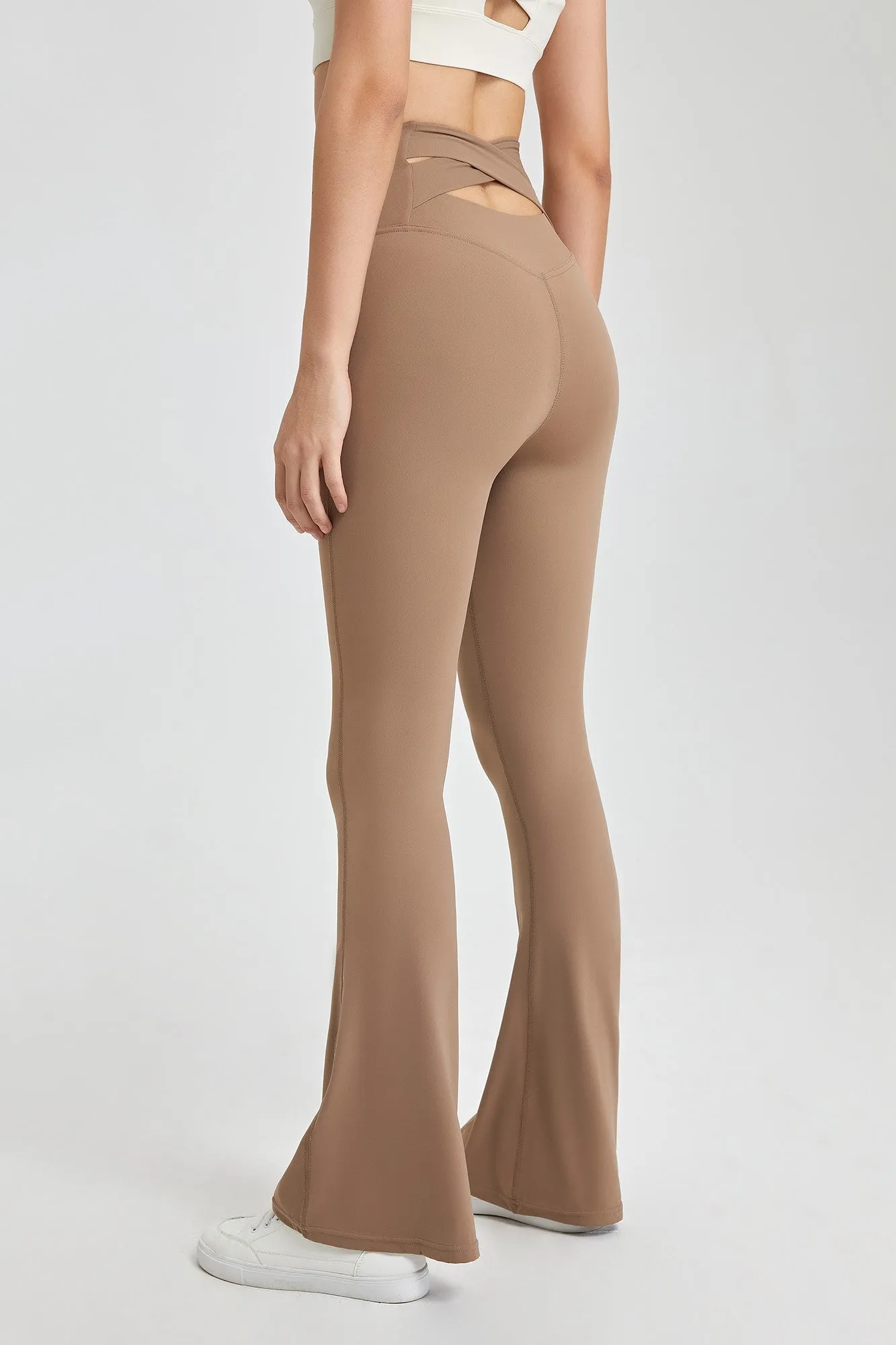 Cutout Cross Back Flare Leggings