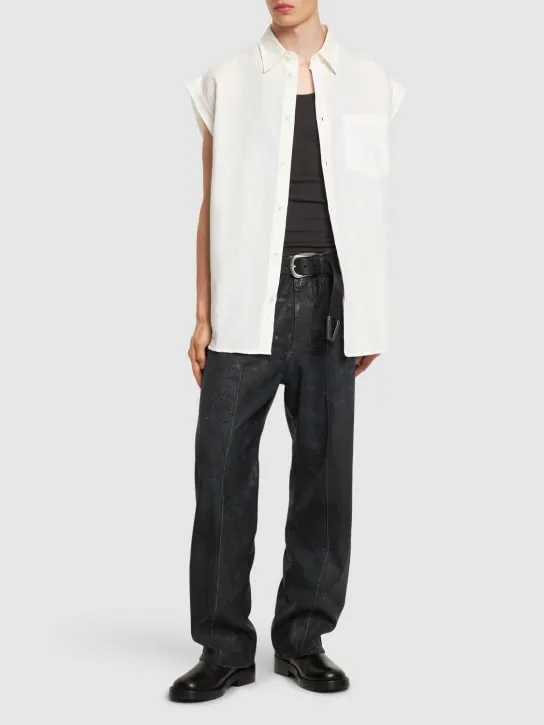 Diesel   S-Simens sleeveless cotton &amp; linen shirt 