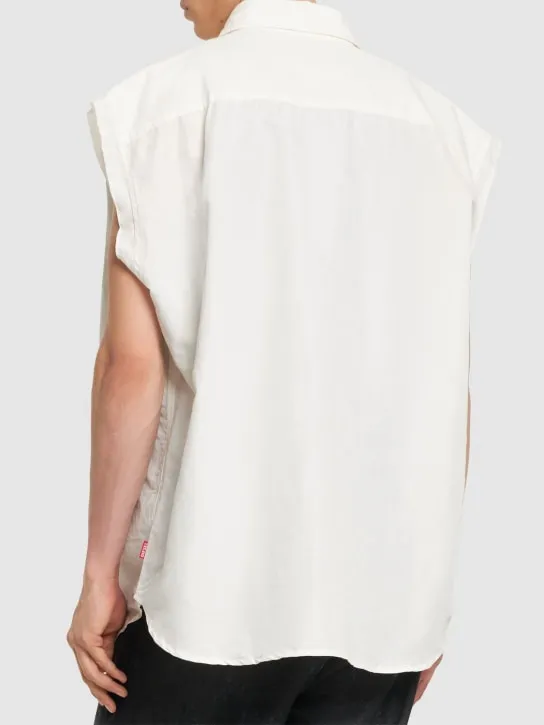 Diesel   S-Simens sleeveless cotton &amp; linen shirt 