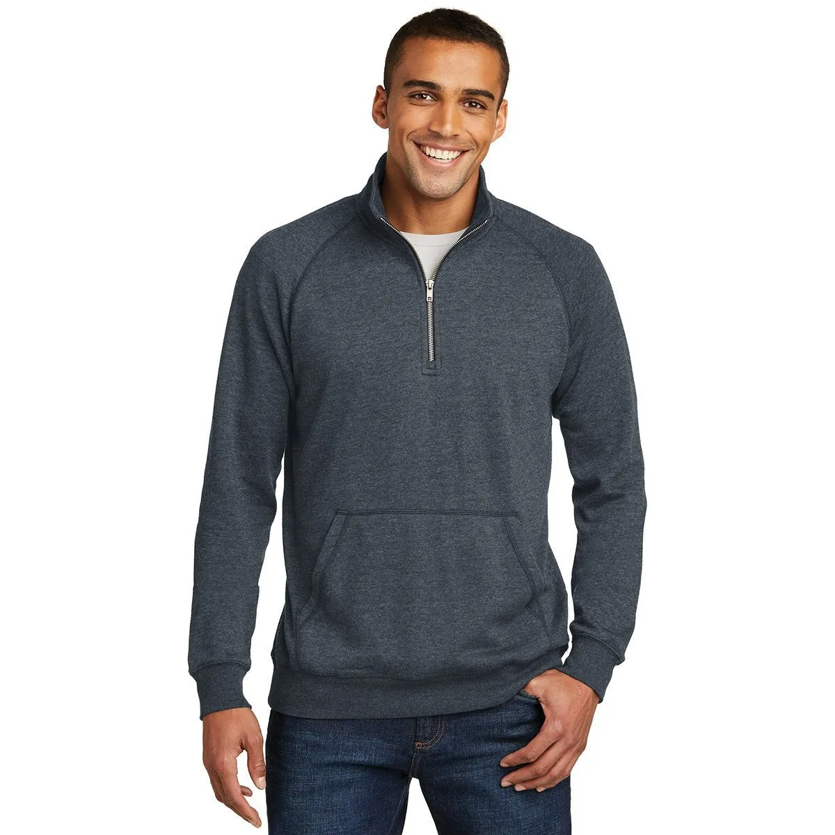 District Made Men's Heathered Navy Lightweight Fleece Quarter-Zip