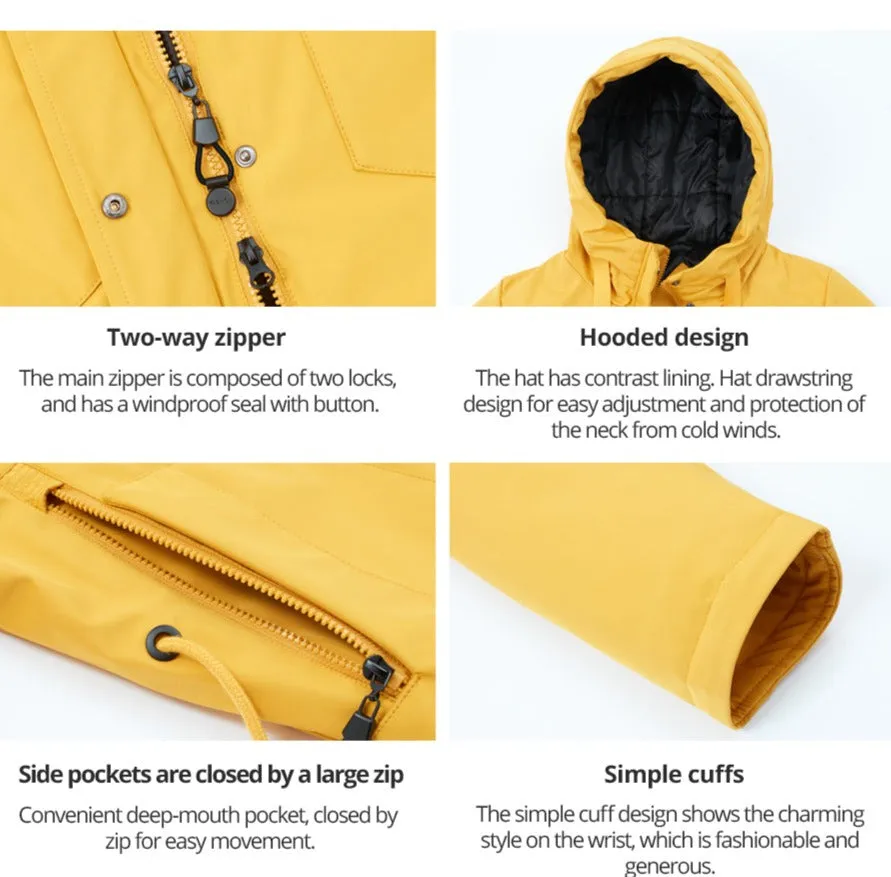 Drawstring Hood Windbreaker Women's Parka Coat